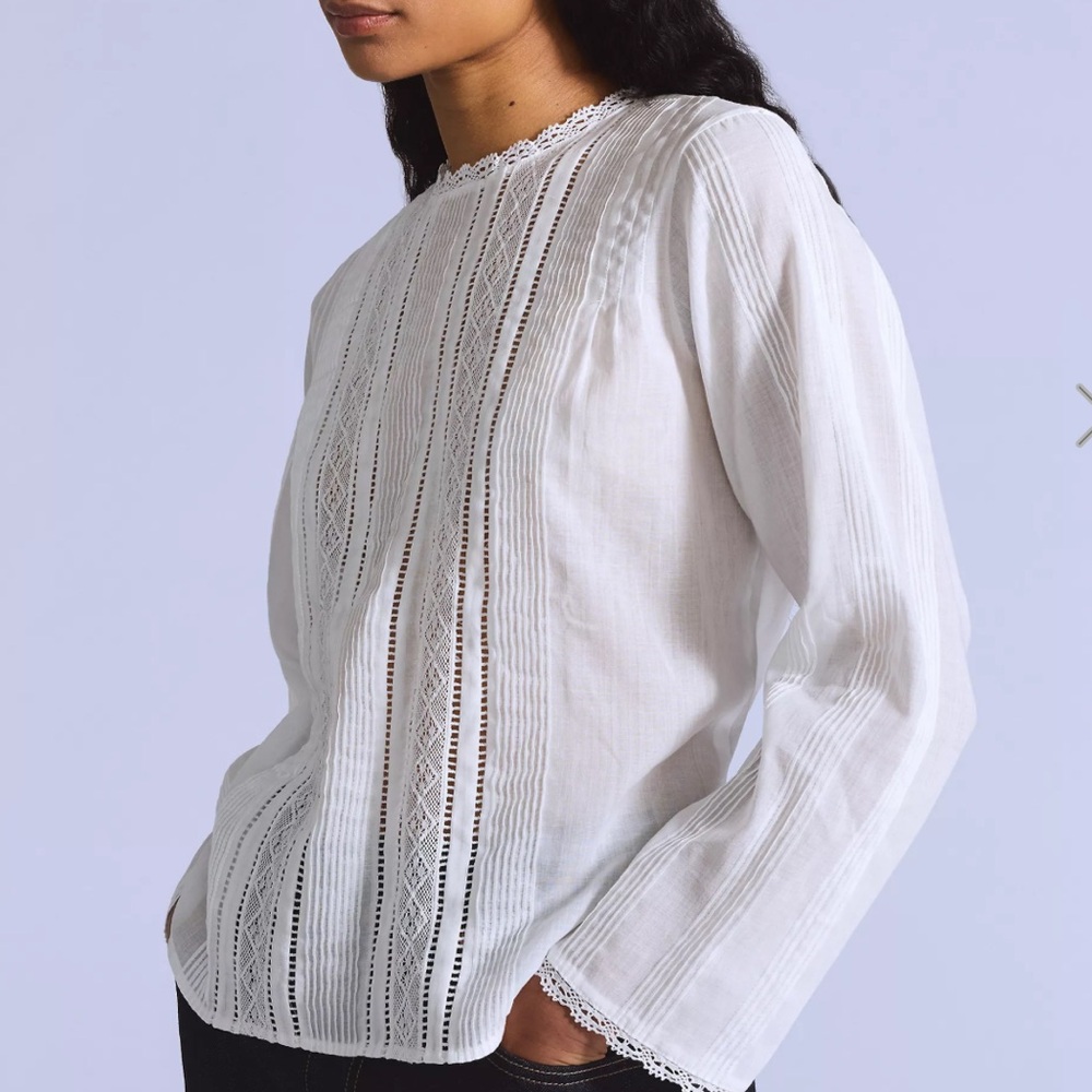 🐄 Levi’s PALMO BLOUSE Elegant White Lace Detail Women's Top Sz: XL